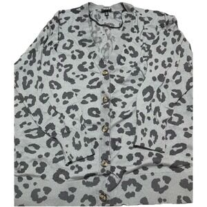 Torrid Leopard Print Animal Print Button Front Cardigan Sweater Gray Black 2x